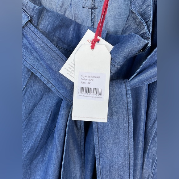 Standards & Practices Super Wide Leg Belted Tencel Pants Size 3X Rinse Color - Picture 4 of 7